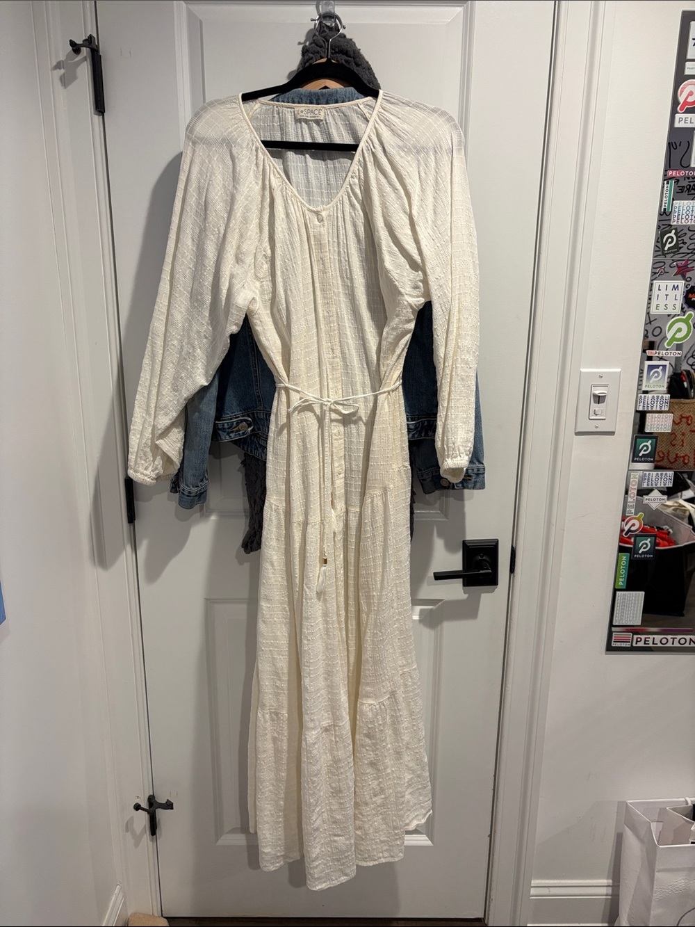 L Space Cream Boho Maxi Dress with Tie Waist
